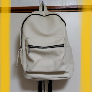 MONO-MART - 【合皮】リュック 【男女兼用】【ホワイト】レザー MONO-MART - 【合皮】リュック 【男女兼用】【ホワイト】レザー
