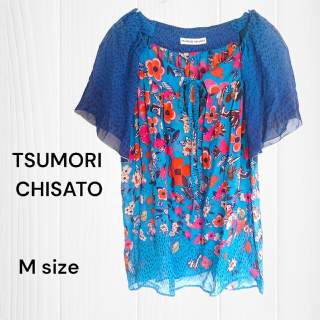 美品 TSUMORI CHISATO ツモリチサト フラワー柄カットソー ブルー | フリマアプリ ラクマ
