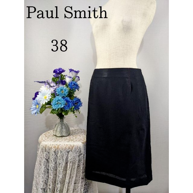 Paul Smith(ポールスミス)の103Paul Smith　極美品ひざ丈スカート　ウール100%　黒系　Mサイズ レディースのスカート(ひざ丈スカート)の商品写真