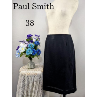 ポールスミス(Paul Smith)の103Paul Smith　極美品ひざ丈スカート　ウール100%　黒系　Mサイズ(ひざ丈スカート)