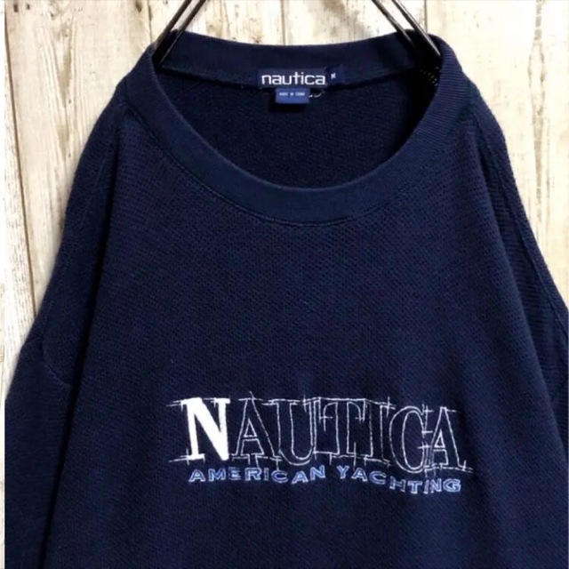 NAUTICA(ノーティカ)のノーティカ デカロゴ ロゴ刺繍 表記M 着用感XL サーマルニット/セーター メンズのトップス(ニット/セーター)の商品写真