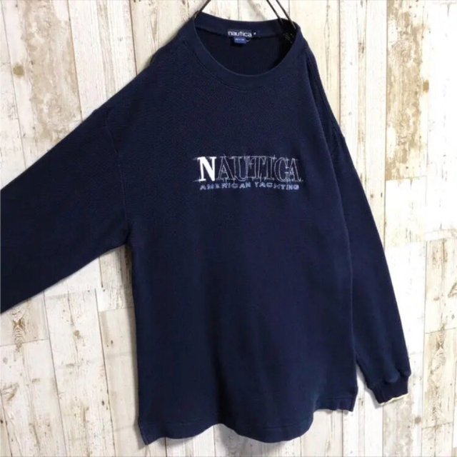 NAUTICA(ノーティカ)のノーティカ デカロゴ ロゴ刺繍 表記M 着用感XL サーマルニット/セーター メンズのトップス(ニット/セーター)の商品写真