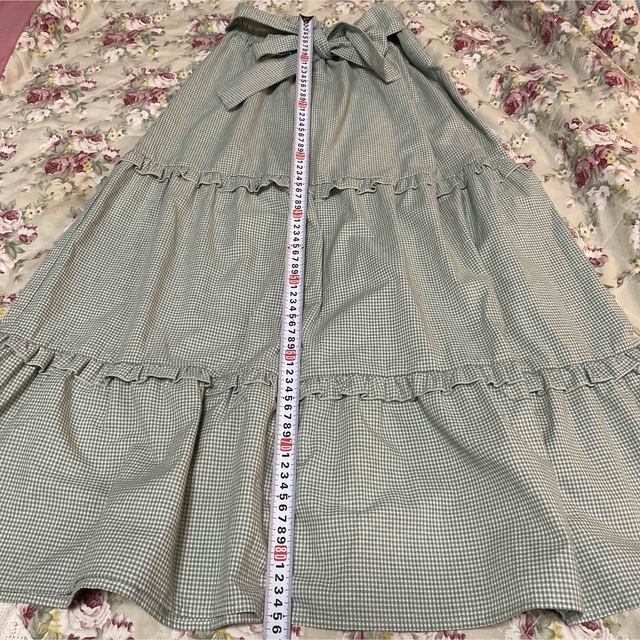 HUDSON(ハドソン)のチェックグリーン　ロングスカート　L レディースのスカート(ロングスカート)の商品写真