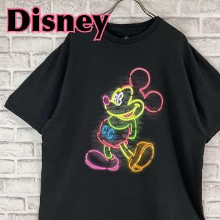 ディズニー(Disney)のDisney ディズニー ミッキー ネオンライトプリント Tシャツ 半袖 輸入品(Tシャツ/カットソー(半袖/袖なし))