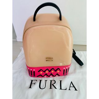 フルラ(Furla)の超美品　FURLA フルラ　キャンディバッグ リュック　レザー ピンク グレー(リュック/バックパック)