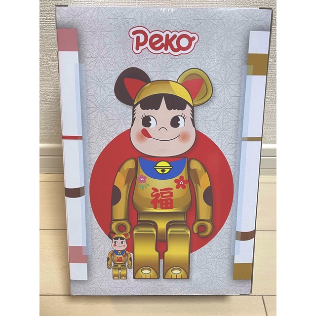 【未開封】BE@RBRICK 招き猫ペコちゃん 福 金メッキ 100%&400%