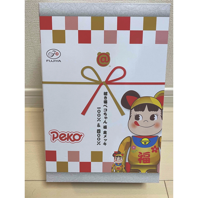 【未開封】BE@RBRICK 招き猫ペコちゃん 福 金メッキ 100%&400%