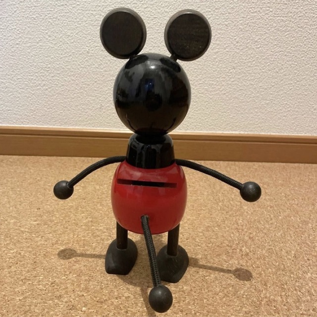 超目玉 貯金箱(鍵付)フランス製 【珍品】ミッキーマウス 木製 お年玉