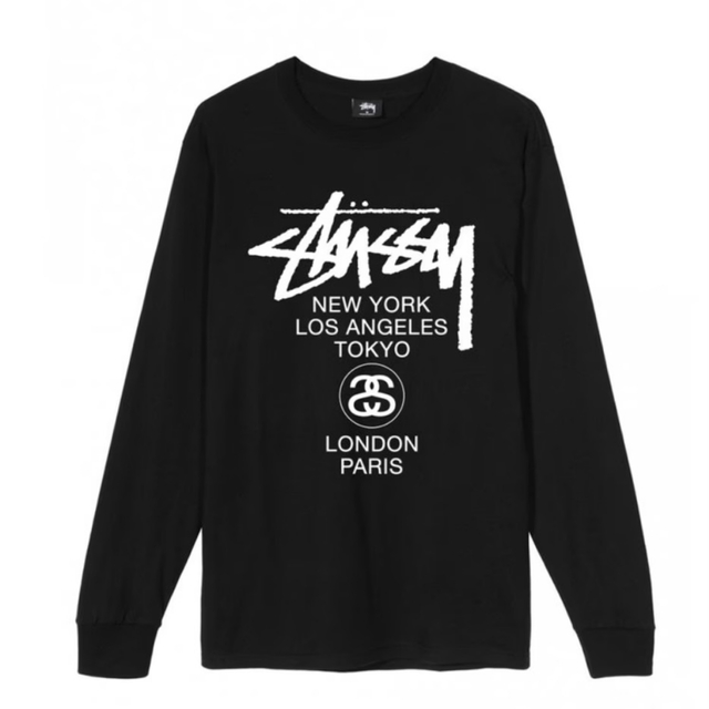 【Lサイズ】新品 stussy ステューシー ロンT ブラック ワールドツアー