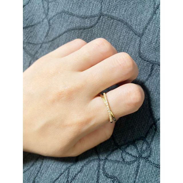 （1110）11号　ゴールド豪華エンゲージリングクロス高級デザインリング　指輪 レディースのアクセサリー(リング(指輪))の商品写真