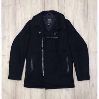 ショット(schott)の美品 Schott 769 ライダースPコート 38 黒 銀 ライダースコート(ピーコート)