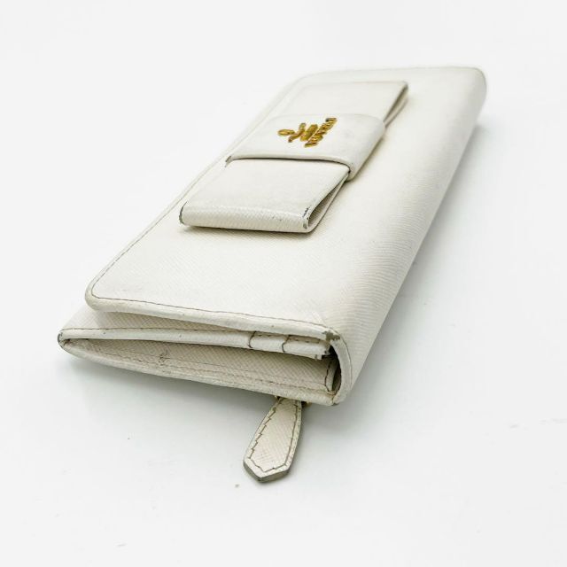 PRADA(プラダ)のPRADA プラダ長財布 財布 ロゴ リボン サフィアーノ レザー ホワイト レディースのファッション小物(財布)の商品写真