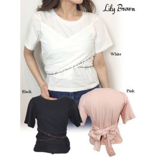 Lily Brown バックリボン刺繍Ｔシャツ