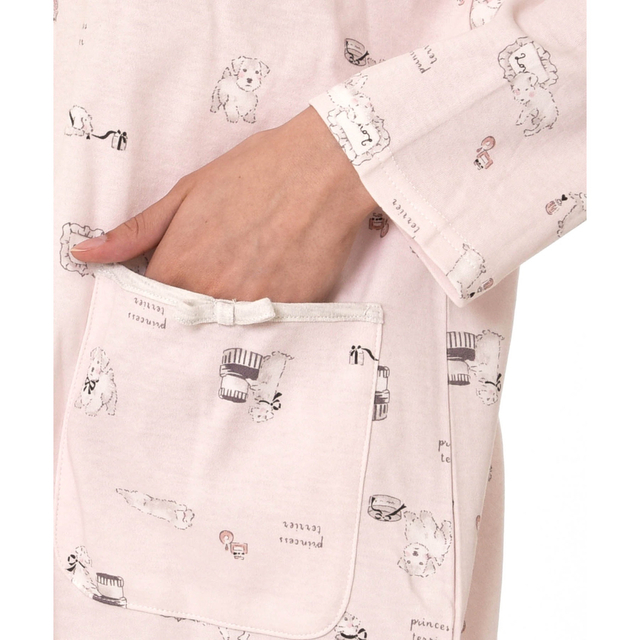 narue(ナルエー)の新品☆ナルエー かわいい長袖パジャマ 綿100% M〜Lサイズ☆犬 ピンク C レディースのルームウェア/パジャマ(パジャマ)の商品写真