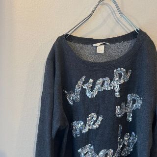 エイチアンドエム(H&M)のH&M　スウェット　エイチアンドエム　ダークグレー　スパンコール　/Y1432(トレーナー/スウェット)