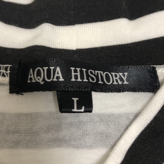 アクアヒストリー　AQUA HISTORY ボーダー　黒白タンクトップ　Lサイズ レディースのトップス(タンクトップ)の商品写真