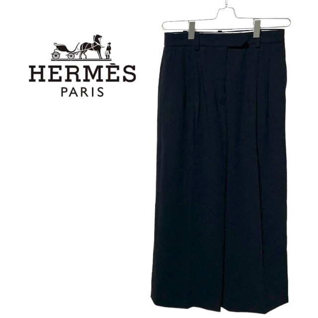 【HERMES】MADE IN FRANCE ウールワイドスラックス A-474