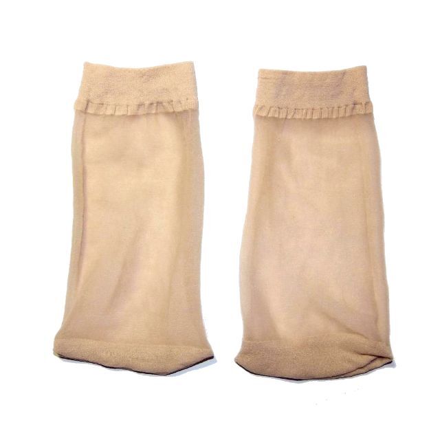4枚　2足セット　ナイロン　ショート　ソックス　ストッキング　靴下　ベージュ色 レディースのレッグウェア(タイツ/ストッキング)の商品写真