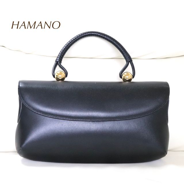 希少　美品☆ hamano ハンドバッグ　ホワイト　ターンロック　フォーマル