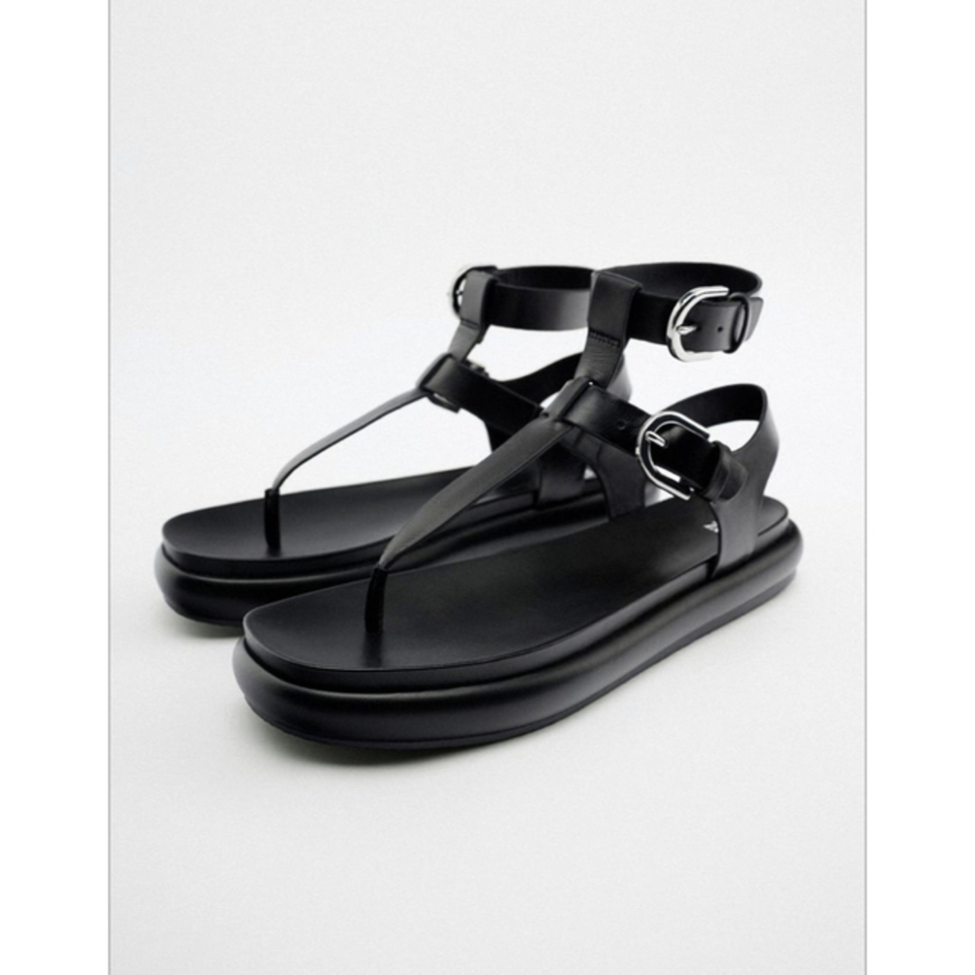 ZARA✳︎新品✳︎レザーフラットバックルサンダル | www.tspea.org