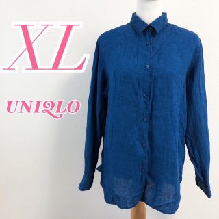 ユニクロ(UNIQLO)のUNIQLO　ユニクロ　ブルー　長袖シャツ　カジュアル　ナチュラル　XLサイズ(シャツ/ブラウス(長袖/七分))