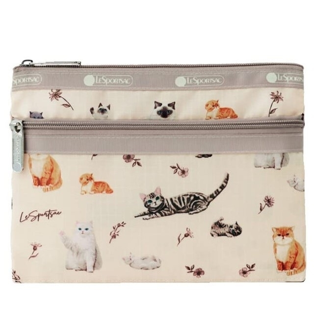 LeSportsac(レスポートサック)のレスポートサック 癒しの猫柄Wファスナーポーチ エンタメ/ホビーの雑誌(ファッション)の商品写真