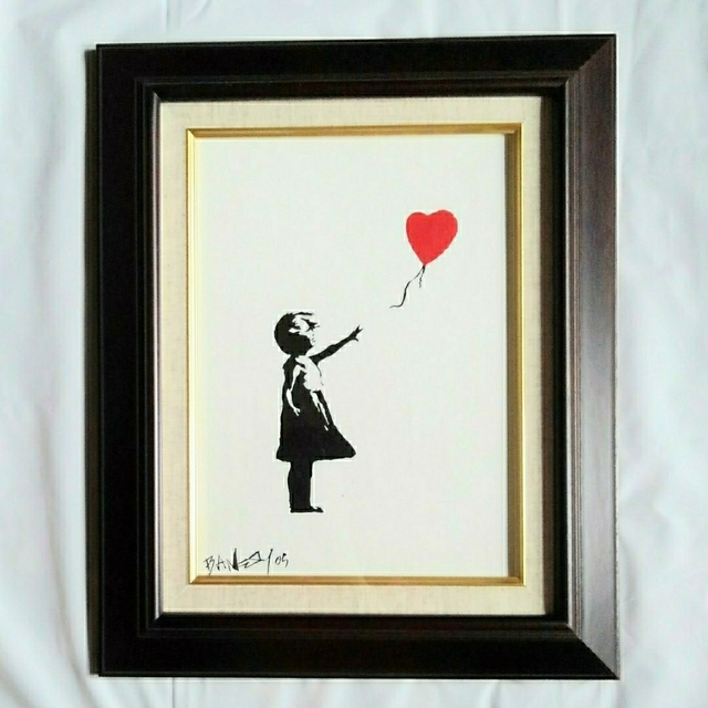 バンクシー(Banksy)油彩画 肉筆サイン 鑑定書あり 模写 新品額装 ①