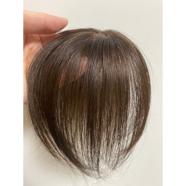 レディース人毛100%✨前髪付き部分ウィッグ地肌付きヘアピースオシャレなブラウンカラー