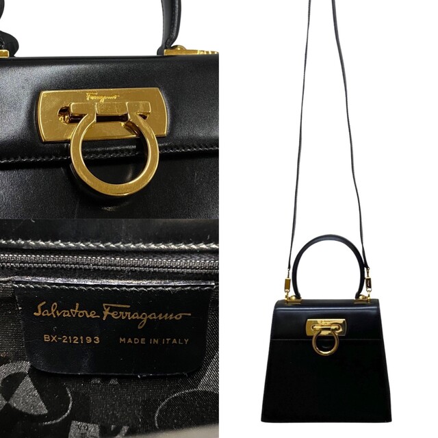 ほぼ未使用 Salvatore Ferragamo フェラガモ ガンチーニ 金具 カーフ