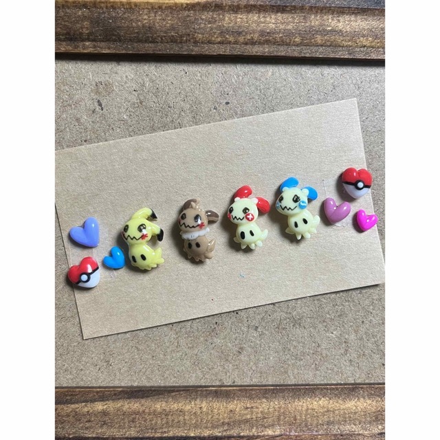 3dネイルパーツ【らくがき風 ポケモン ミミッキュ いろいろ ハート 痛ネイル】