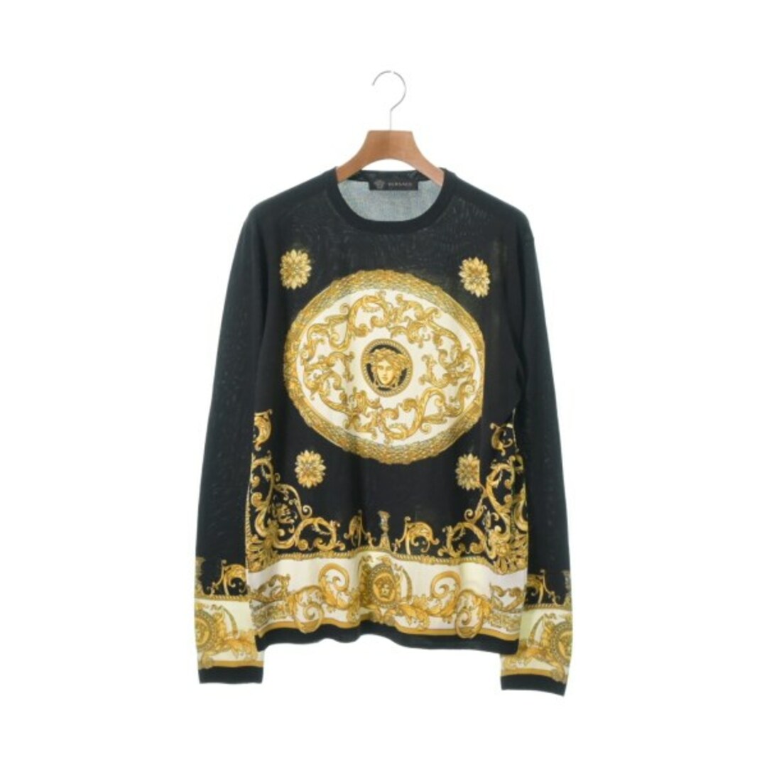 VERSACE(ヴェルサーチ)のVERSACE ニット・セーター 52(XL位) 黒x黄x白(総柄) 【古着】【中古】 メンズのトップス(ニット/セーター)の商品写真