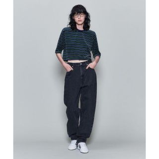 ロク(6 (ROKU))のROKU VELOUR BORDER CROPPED T-SHIRT/Tシャツ(Tシャツ/カットソー(半袖/袖なし))