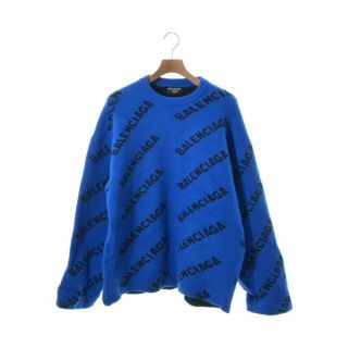 BALENCIAGA バレンシアガ ニット・セーター XL 青 x黒(総柄