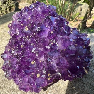 濃紫　ウルグアイ　アメジストフラワー　カルサイト共生　紫水晶(置物)