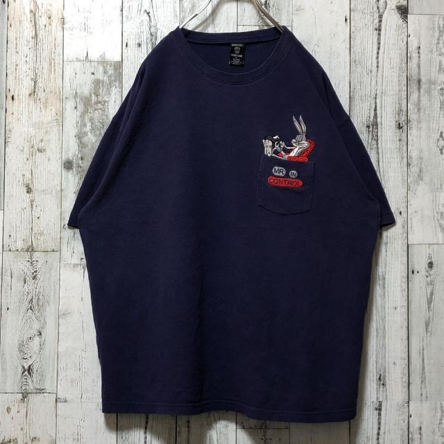 ルーニーチューンズ バッグスバニー キャラクター刺繍 XL ネイビー Tシャツ メンズのトップス(Tシャツ/カットソー(半袖/袖なし))の商品写真