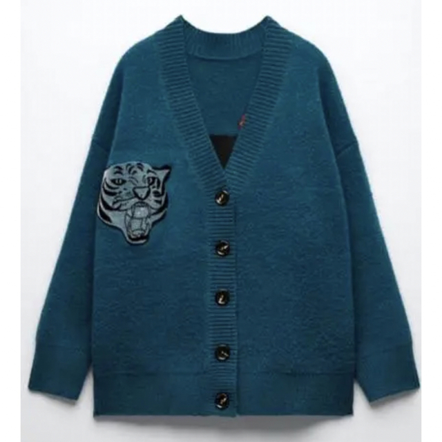 ZARA タイガーオーバーサイズニットカーディガンの通販 by ZARA タイガーオーバーサイズニットカーディガンの通販 by