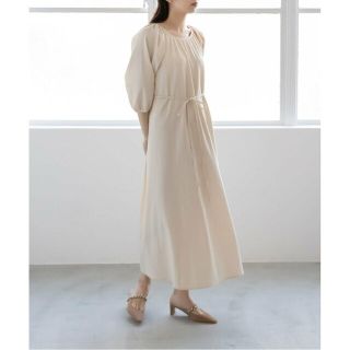 ランダ(RANDA)の【BEIGE】デニム風フレアワンピース(ロングワンピース/マキシワンピース)