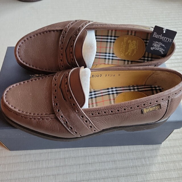 BURBERRY バーバリー キャンバス ローファー 40 メンズ ベージュ-