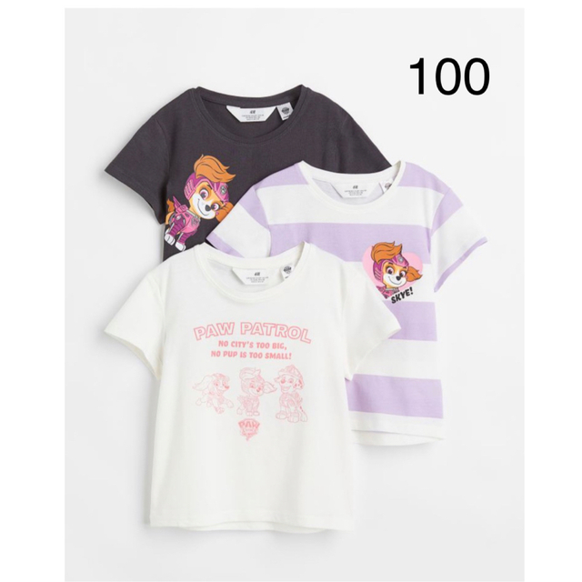 H&M(エイチアンドエム)のセール中！新品未開封　パウパトロール　Tシャツ　3枚セット　100/105 キッズ/ベビー/マタニティのキッズ服女の子用(90cm~)(Tシャツ/カットソー)の商品写真