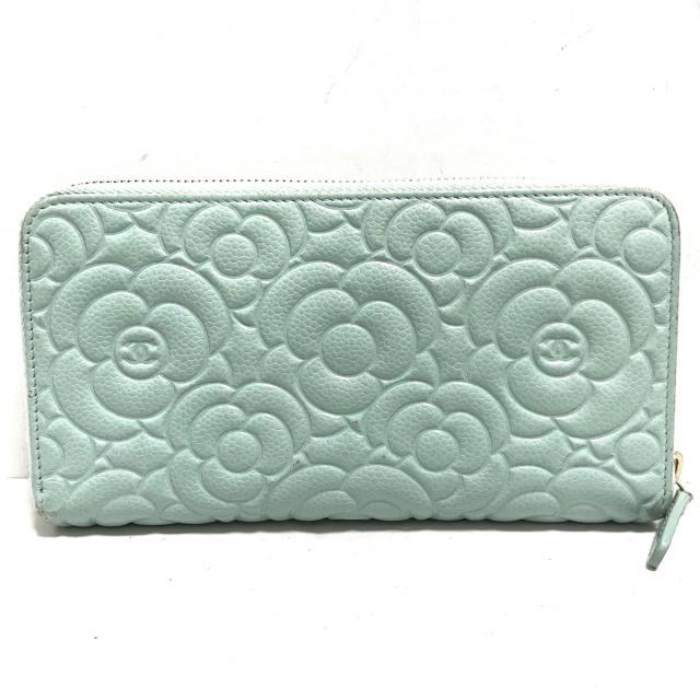 CHANEL - シャネル 長財布 カメリア ライトブルーの通販 by ブラン ...