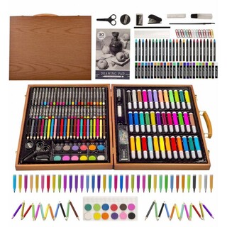 色鉛筆 マーカー クレヨン クレパス アート 150点 セット 木製 ケース(絵の具/ポスターカラー)