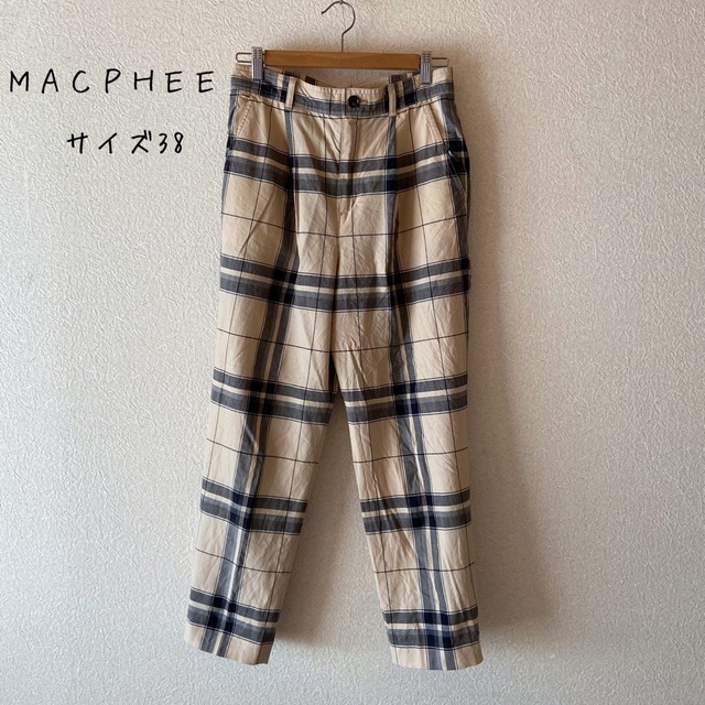 MACPHEE - MACPHEE マカフィー ウールチェック柄テーパードパンツ 38の