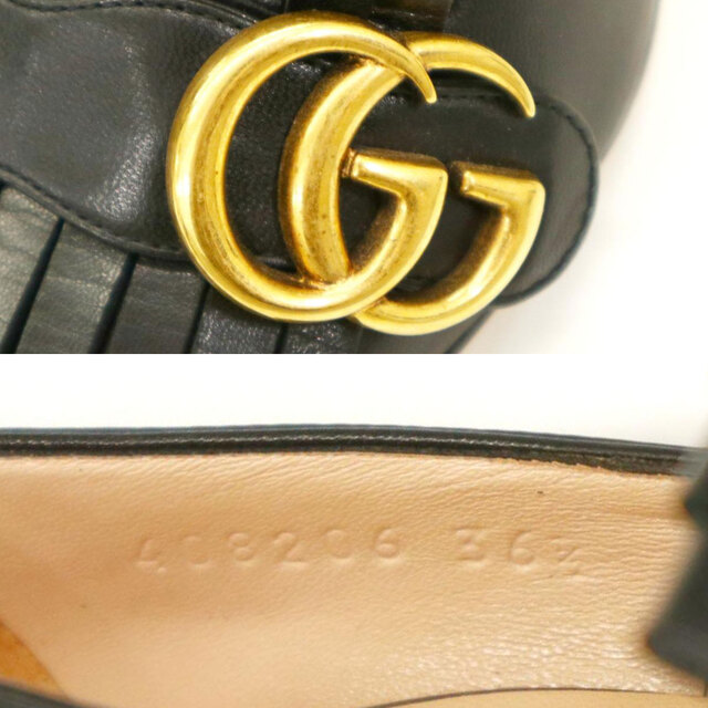Gucci(グッチ)のグッチ GG マーモント レザー パンプス 408206 レディース ブラック GUCCI 【中古】 【アパレル・小物】 レディースの靴/シューズ(ハイヒール/パンプス)の商品写真