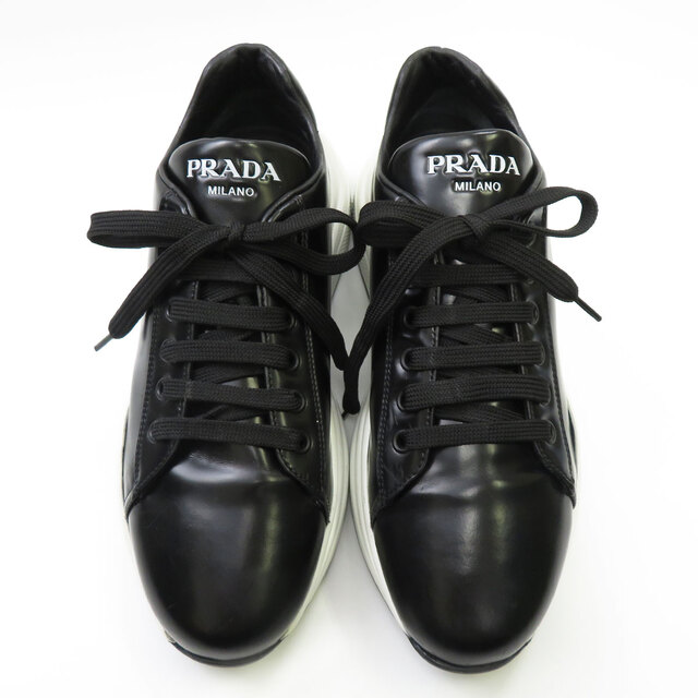 プラダ ロゴ レースアップ スニーカー レディース ブラック PRADA