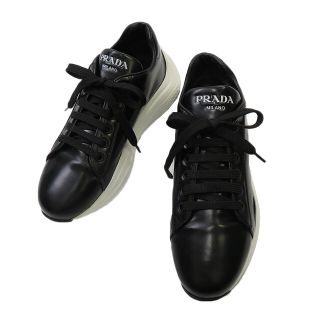 プラダ(PRADA)のプラダ ロゴ レースアップ スニーカー レディース ブラック PRADA 【中古】 【アパレル・小物】(スニーカー)