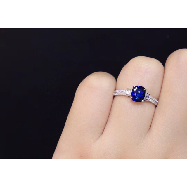 天然 ロイヤルブルーサファイア ダイヤ リング1.18ct k18 f