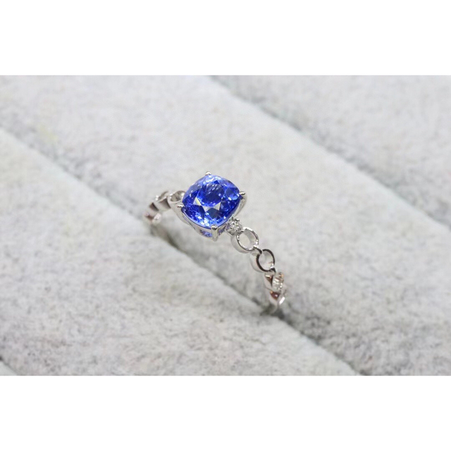 天然コーンフラワー ブルーサファイア ダイヤ リング1.5ct k18 f