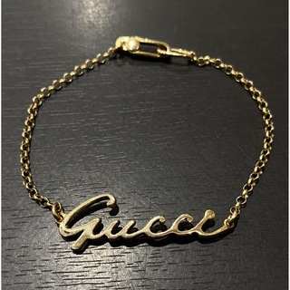 グッチ(Gucci)の美品　GUCCI　グッチ　K18 ロゴブレスレット　イエローゴールド　金　レディ(ブレスレット/バングル)