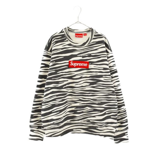 SUPREME シュプリーム 22AW Box Logo Crewneck Zebra ボックス ロゴ クルーネックスウェットトレーナー ゼブラ ホワイト