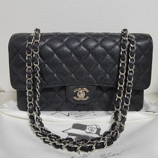 シャネル(CHANEL)のCHANEL　キャビアスキン　二重蓋　シルバー金具　マトラッセ　本物(ショルダーバッグ)